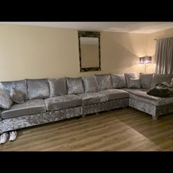 Velvet Grey Couch 