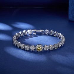 Unique Iced Out Floral Shaped Zircon Classic Vintage Chain Tennis Bracelet 