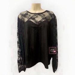 ✨New With Tags✨ 3xl Black Lace Sheer Blouse Long Sleeve