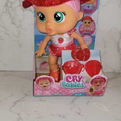 Cry Babies Fun n' Sun Ella 10" Baby Doll with a Strawberry Themed Swimsuit