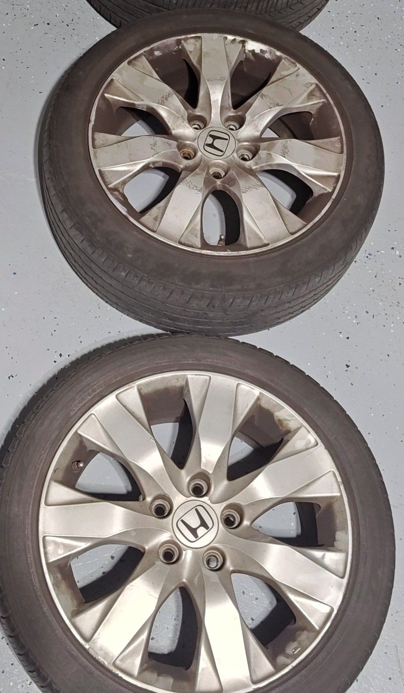 2 - 17" Honda Accord Wheels/Rims with Good Tire Life