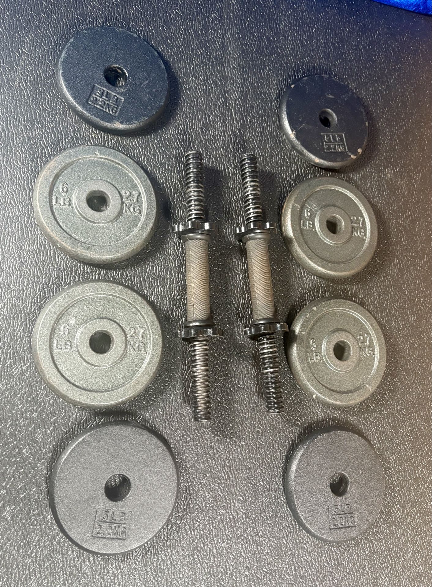 Set of Cast Iron Dumbbells.   54 #