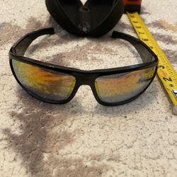 Black Sunglasses with Orange Reflective Lenses W/case