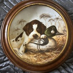 Edwin M. Knowles "field puppies" collection plate Dog tired-The Springer spaniel