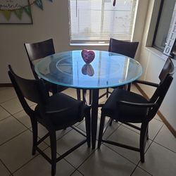 High Top Kitchen Dinette Table W/4 Chairs