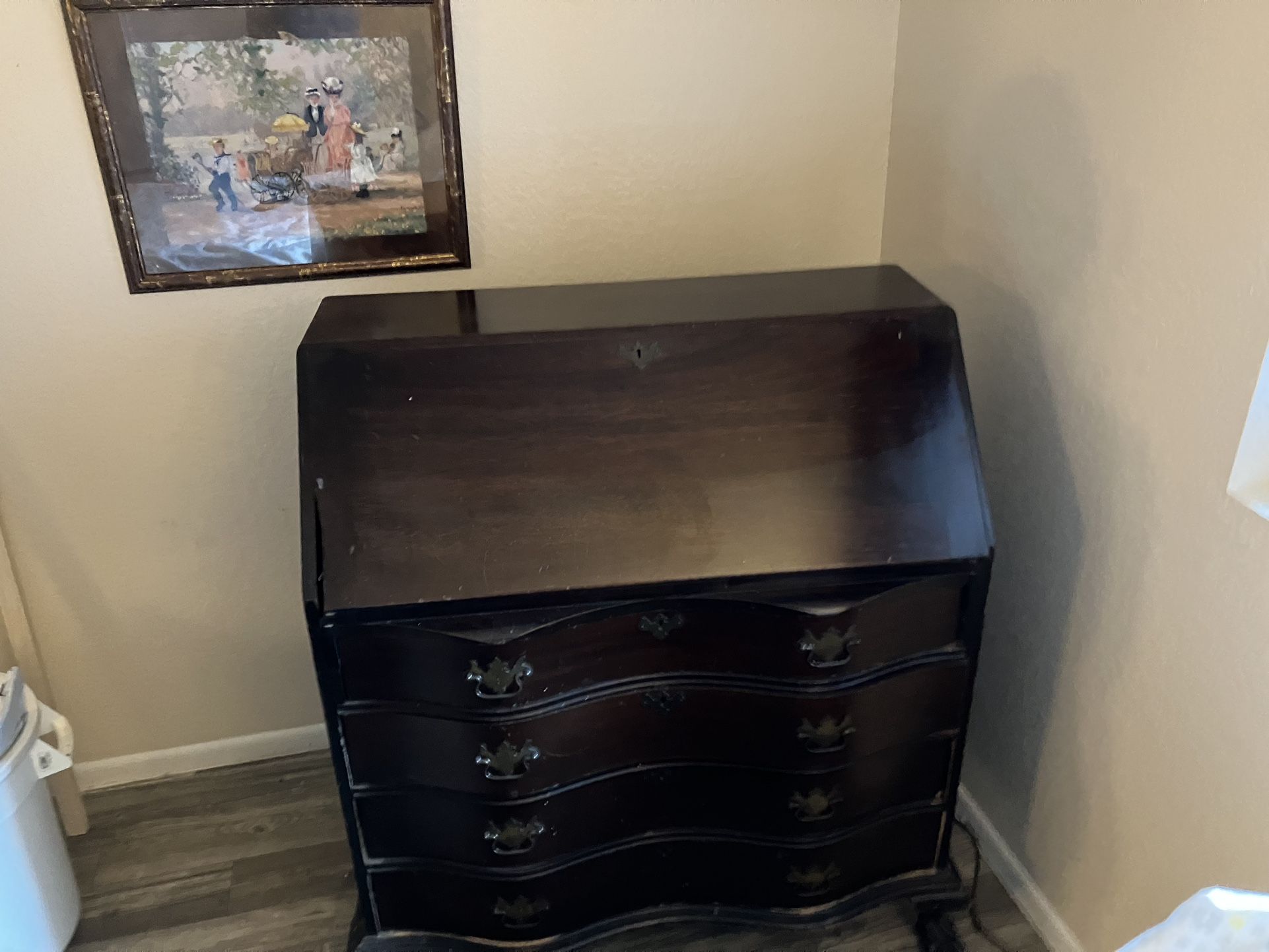 Antique Mahogany Drop Leaf Secretary Desk