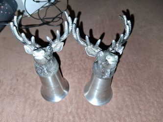 Set Of Jagermeister Deer Head Pewter & Stainless Bar Shots