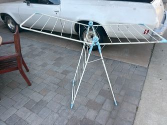 Vintage Folding Clothes Drying Rack / Laundry Rack – Retro Blue & White – Space Saver