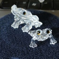 Swarovski Crystal Peaceful Country Frog $60 And Baby Frog $25  ~ Pair $80