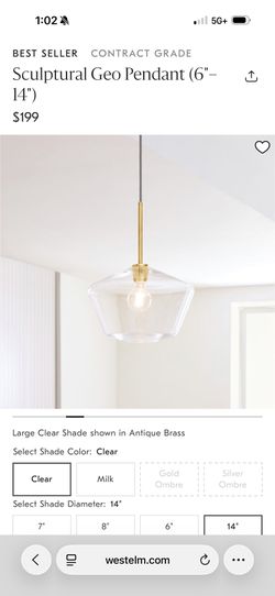 West Elm Sculptural Geo Pendant - New In Box!