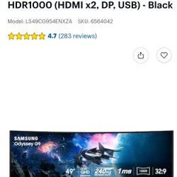 Samsung Odyssey G9 49" Curved Gaming Monitor 