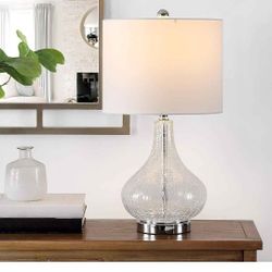SAFAVIEH Lighting Collection – Brooks Modern Clear Glass 24-Inch Table Lamp, LED Bulb Included, Bedr