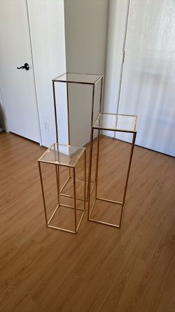 Gold Metal and Acrylic Plant Stands SET OF 3