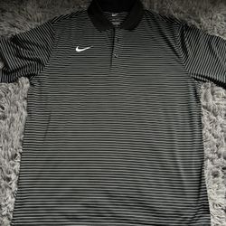 Nike Black and White Striped Polo