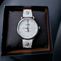 COACH Delancey White Dial Leather Strap Women's Watch
