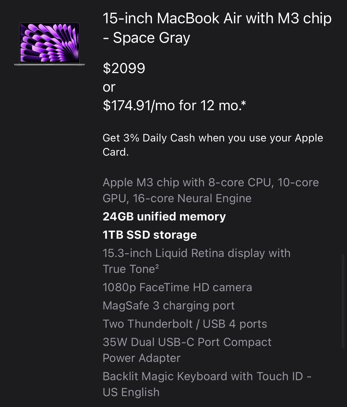 MacBook Air M3 2024 1 TB