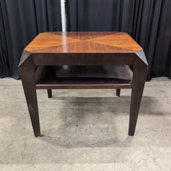 Two-Tone Wood End Table with Lower Shelf