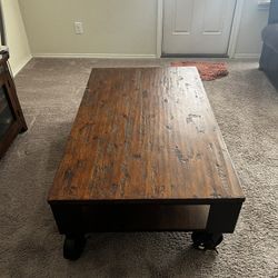 Rustic Wood And Iron Coffee Table 