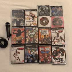 15 Ps2 Game Bundle With Karaoke Mic 