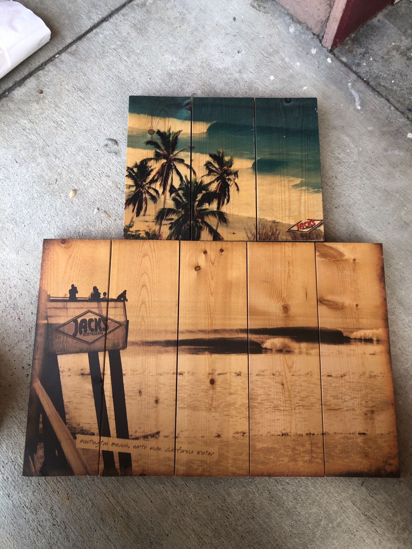 Wooden vintage photo signs Jack’s Surfboards Huntington Beach