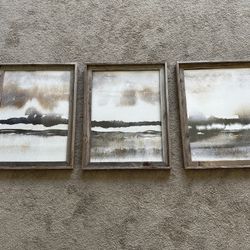 Set Of 3 Grey Wooden Picture Frames (Picture Inside Removable)
