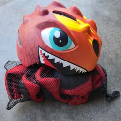 Toddler/Kids Bike Helmet Set, 3D Red Dinosaur Design Protective Gear Set and Safety Certified