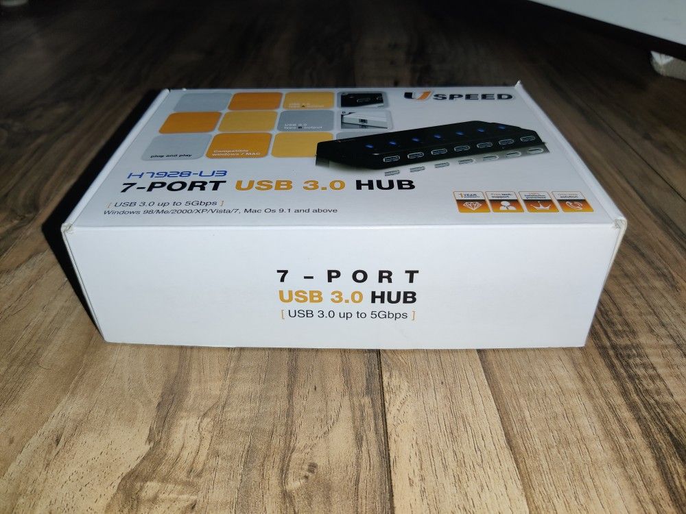 Uspeed H7928-U3 7-Port USB 3.0 Hub (USB 3.0 up to 5Gbps)