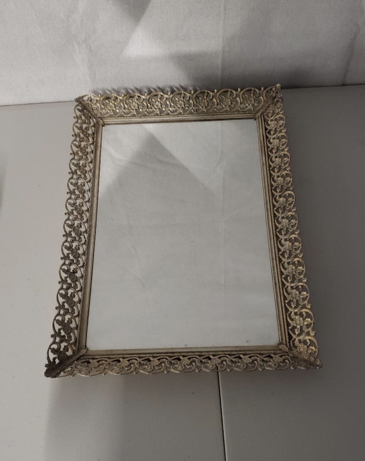 Vintage Gold Ornate Mirror Vanity Tray