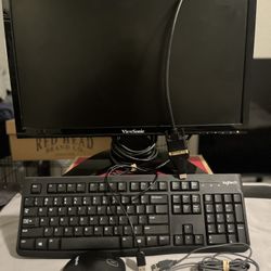 View-Sonic Computer Monitor w/ Logitech Keyboard and Mouse (HDMI Cord Included)