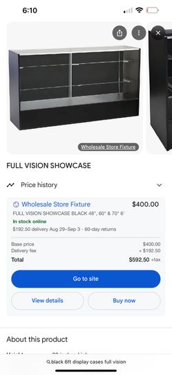 BLACK 6ft DISPLAY CASES $300 Each Only