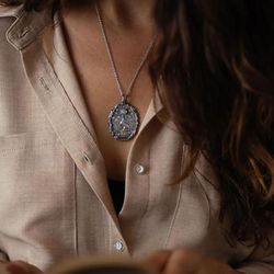 Stairway to Heaven- Winding Climbing Path Road Gateway Portal Moonstone Necklace
