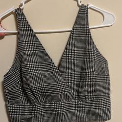 Abercrombie & Fitch Black And White Gingham Cross Front Tank