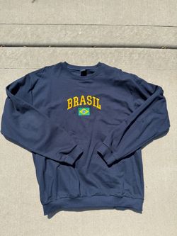 Brasil Embroidered Navy Crewneck Sweatshirt