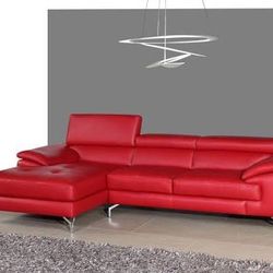 Red Leather Italian Sofa 