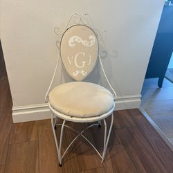 Vintage White Wrought Iron Vanity Chair