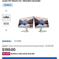 HP Monitor // Dual HP M22f 22" 