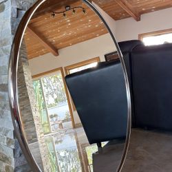 POTTERY BARN: Polished Nickel Hanging Mirror 