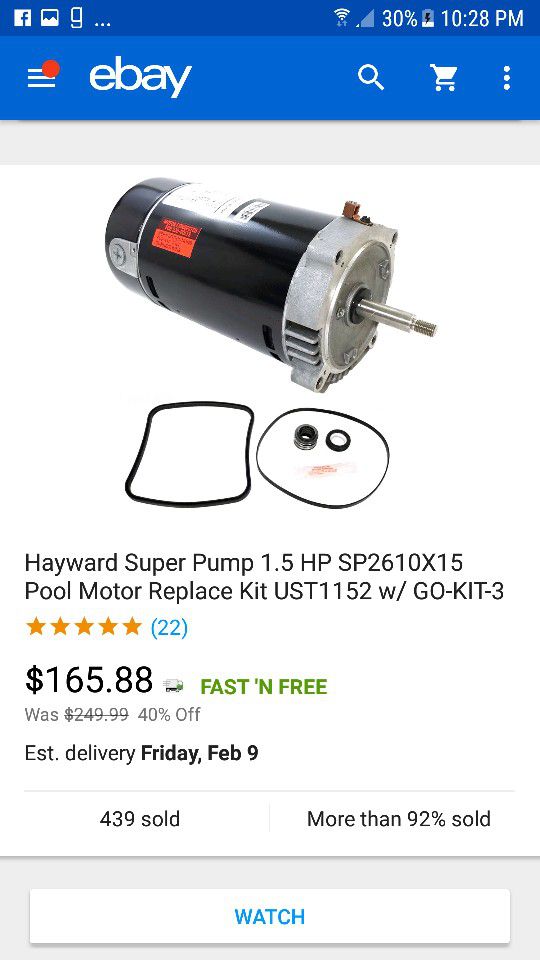 Hayward pool pump motor 1.5 hp