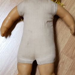 Vintage 1980's David Craft 20” Doll Yellow Hair Vinyl & Cloth

