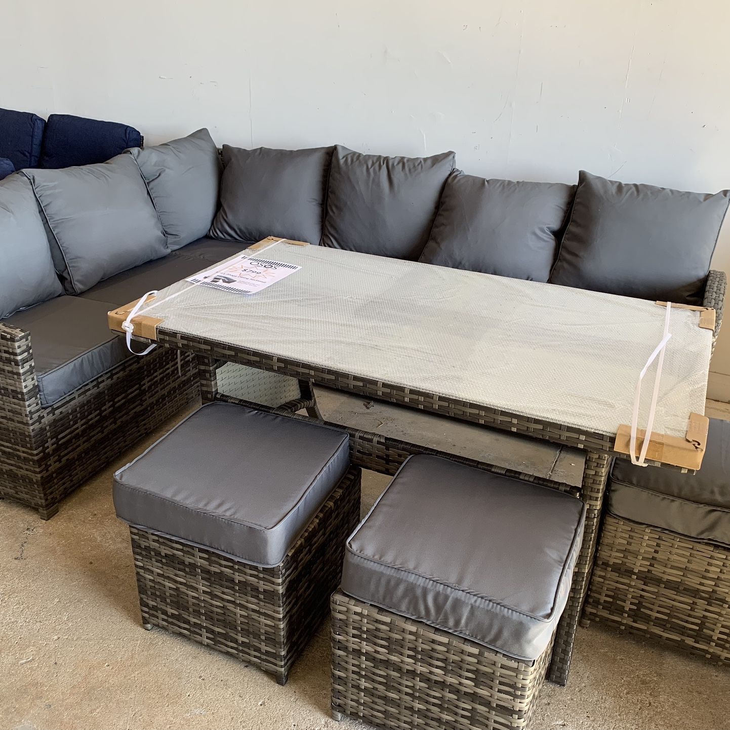Gray Ken L Shape Dining Table Sectional Set