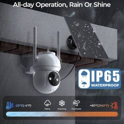 🆕 In 📦 Solar Security Cameras Wireless Outdoor2K 360°View Battery Powered for Home Security Camera System with Spotlight Color NightVision WiFi Came