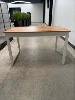 Farmhouse Dining Table White Painted Legs Natural Wood Top | 46”x29”x29” |