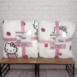 Hello Kitty Full / Queen Strawberry Blanket Bundle