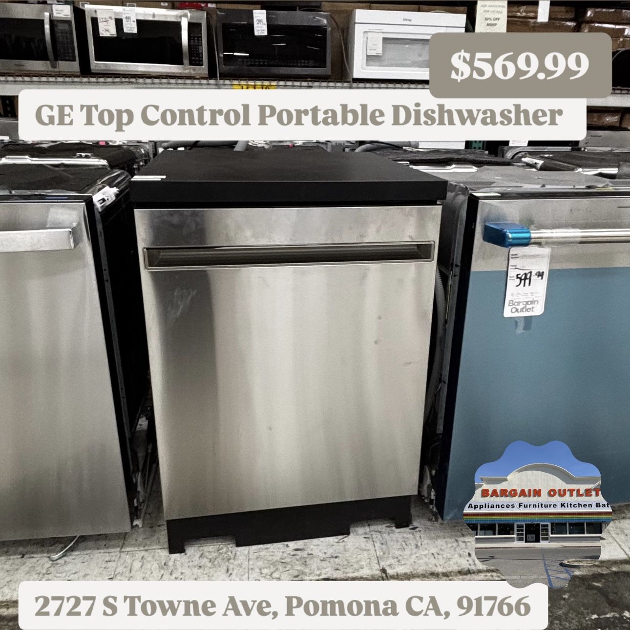 GE Top Control Portable Dishwasher