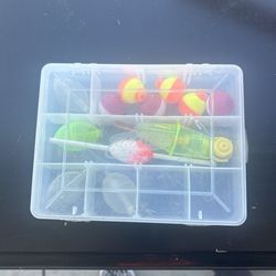Kids Fishing Poke Like New N Box Of Tackle Misc $10 Both New 