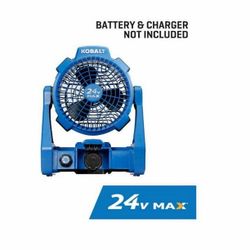 Kobalt 7-in 24-Volt 5-Speed High Velocity Indoor/Outdoor Blue Personal Fan (Battery and Charger Not Included)