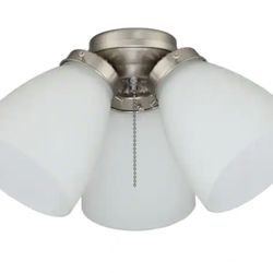 3-Light Brushed Nickel Ceiling Fan Shades LED Light Kit