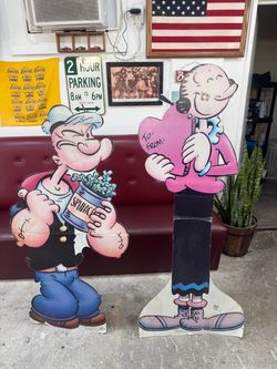 Vintage 90’s life size Popeye The Sailor Man and Olive Oyl cutouts