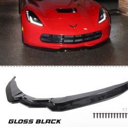 C7 Front Lip splitter  Black 2014-2019 Corvette C7 All Models ZR1 Style