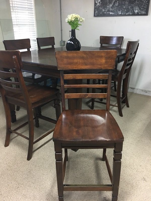 Pub table with 6 chairs